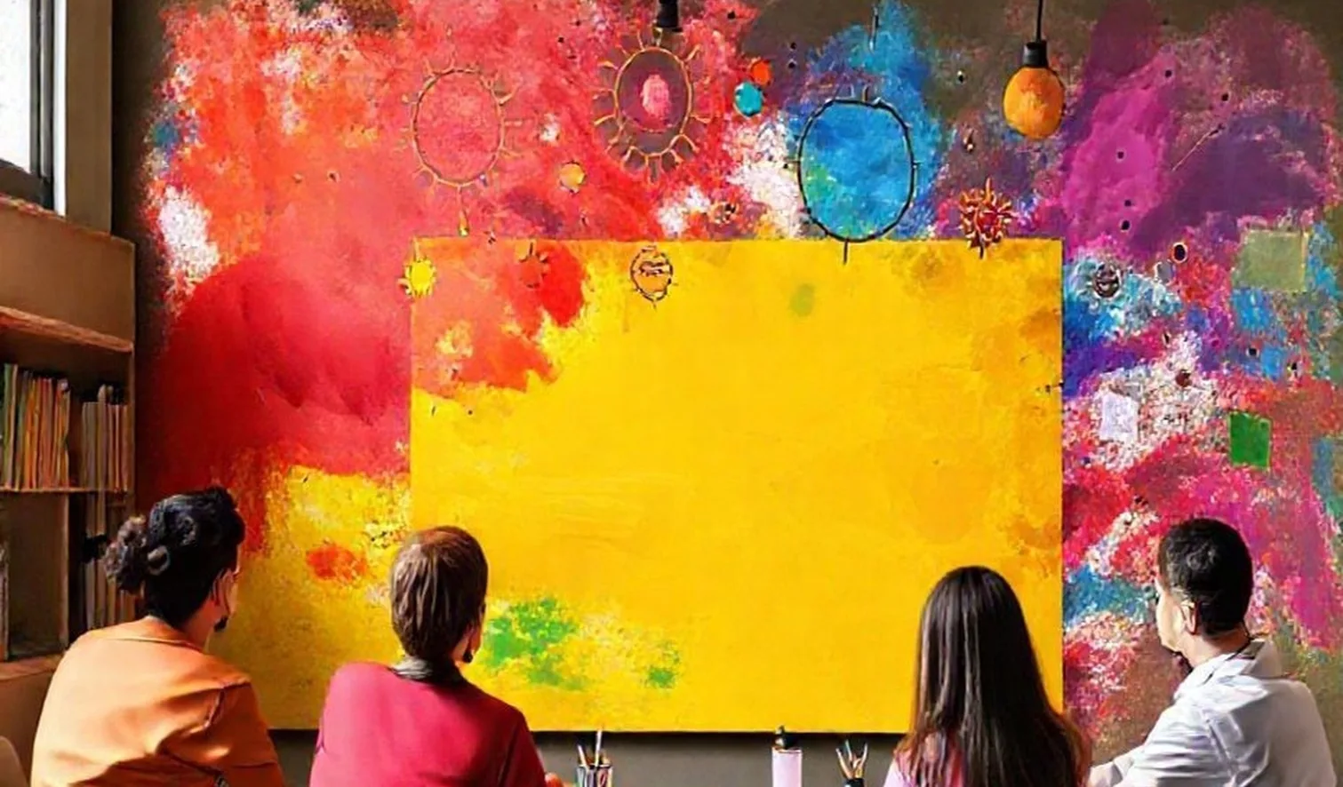 Creative thinking workshop with team collaboration